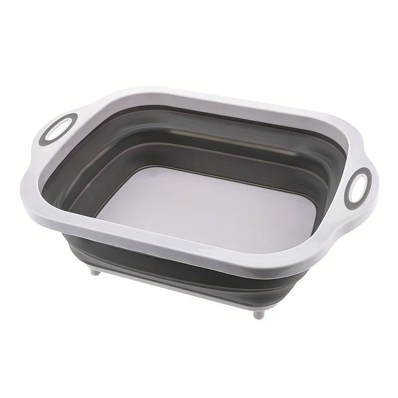 Bassin portable gain de place avec évier intégré et fonction de rangement - Parfait pour le camping en plein air, les voyages, la maison, bassin pliable