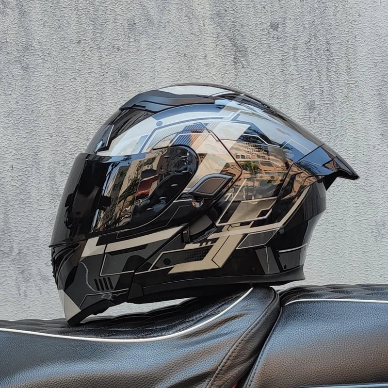 ORZ Motorcycle Helmets Dual Visors DOT Approved Modular Flip Up Helmet Full Face Motorcycle Racing Helmet Motocross Helmet DOT