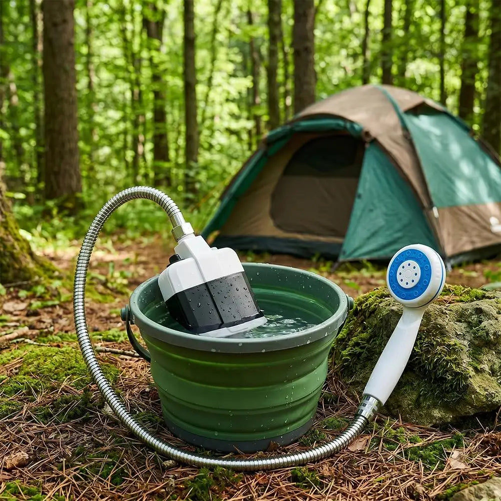 Douche de Camping Portable Rechargeable — Pompe Électrique pour Plage & Voyage