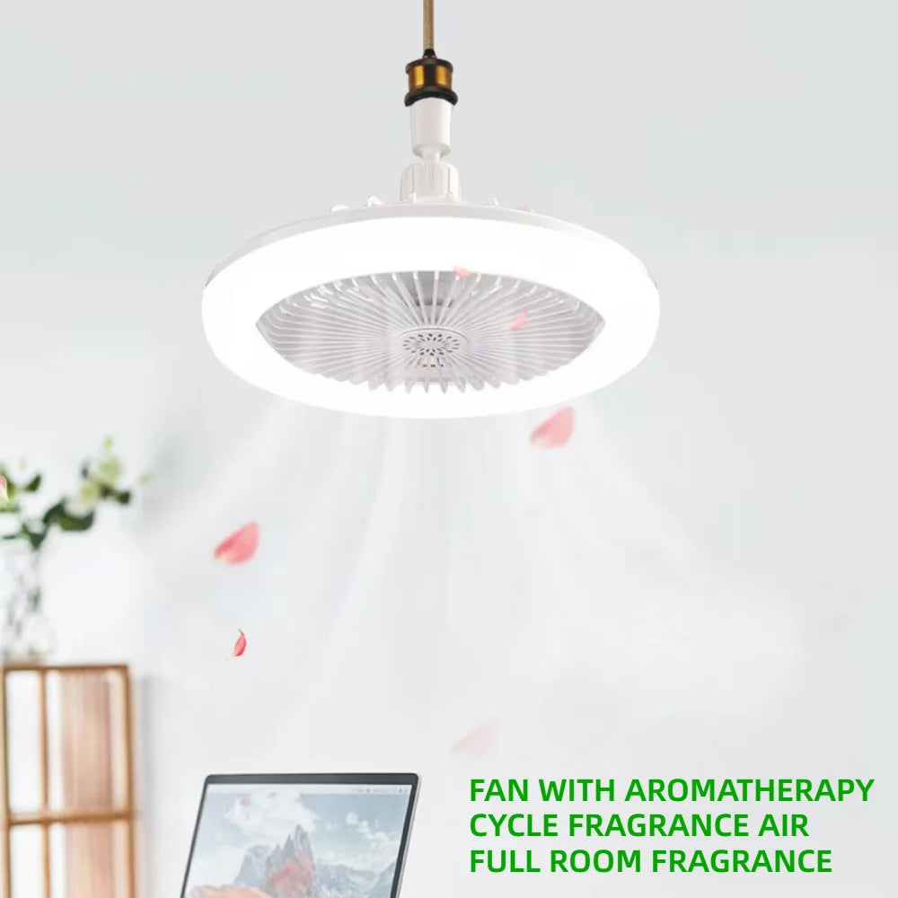 Ventilateur de Plafond Rotatif avec Télécommande, Lampe d'Éclairage, Convertisseur, Base d'Éclairage, Chambre à Coucher, Salon, Flamme ATA, 3 en 1