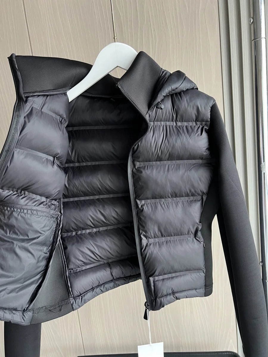 2025 hiver nouveauté doudoune chaude légère pour femme avec manches longues et manteau de sport à capuche avec fermeture éclair 4391742