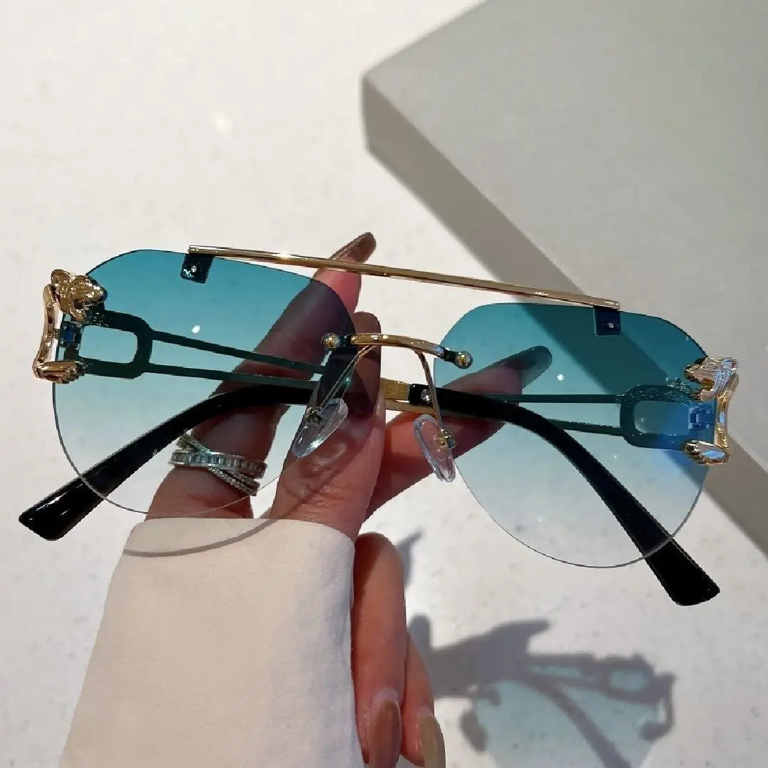 Lunettes de soleil vintage sans monture pour femmes — mode, nuances respirantes, 2023