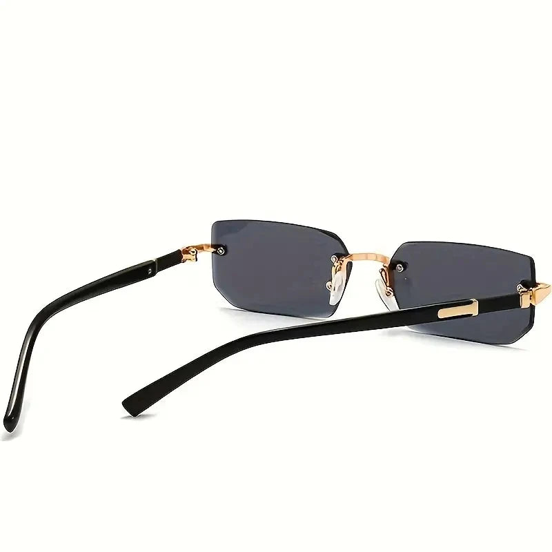 Rimless Rectangular Sunglasses for Men and Women, Popular Shades, Small Square Sunglasses, Summer Travel Fashion