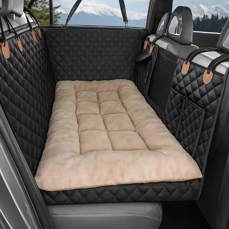 Tapis de siège de voiture pour chien d'hiver avec fond épais antidérapant pour lit de camion SUV berline-chaud pour les voyages sur route et lavable en machine