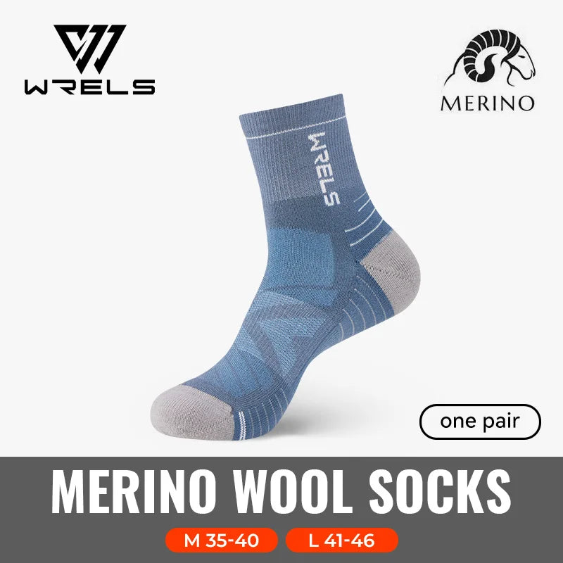WRELS 1/2/3 paires chaussettes en laine mérinos thermique chaud hiver haute élastique épais chaussettes de randonnée Absorption d'humidité chaussettes de sport en laine