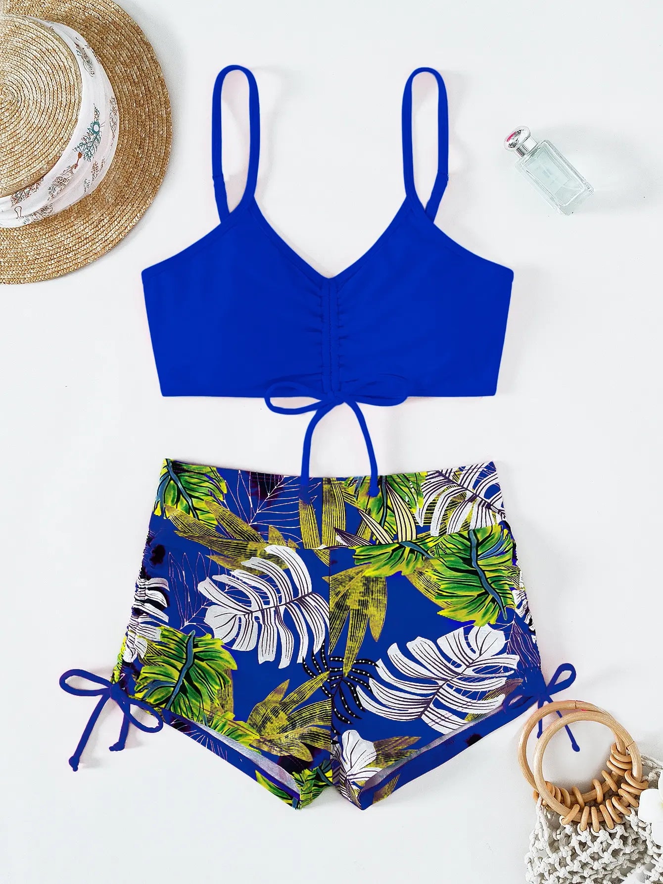 Maillots de bain femme 2026 : Bikinis short à cordon de serrage devant, taille haute, pour la natation et la plage