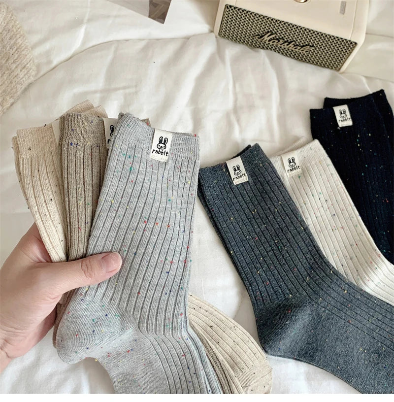 Chaussettes Carillon Respirantes Femme — Dessin Animé, Style Coréen, Décontractées, Douces