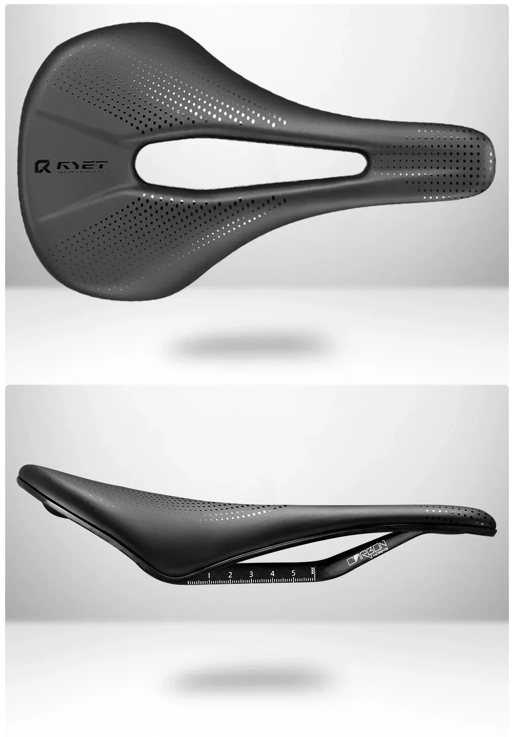 Selle vélo carbone 3D imprimée 140mm — rail rond, super légère, route, VTT, course