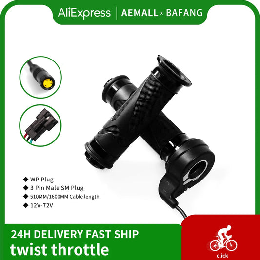 Accélérateur Rotatif Vélo Électrique 24V-72V — Étanche Câble Vitesse Universel