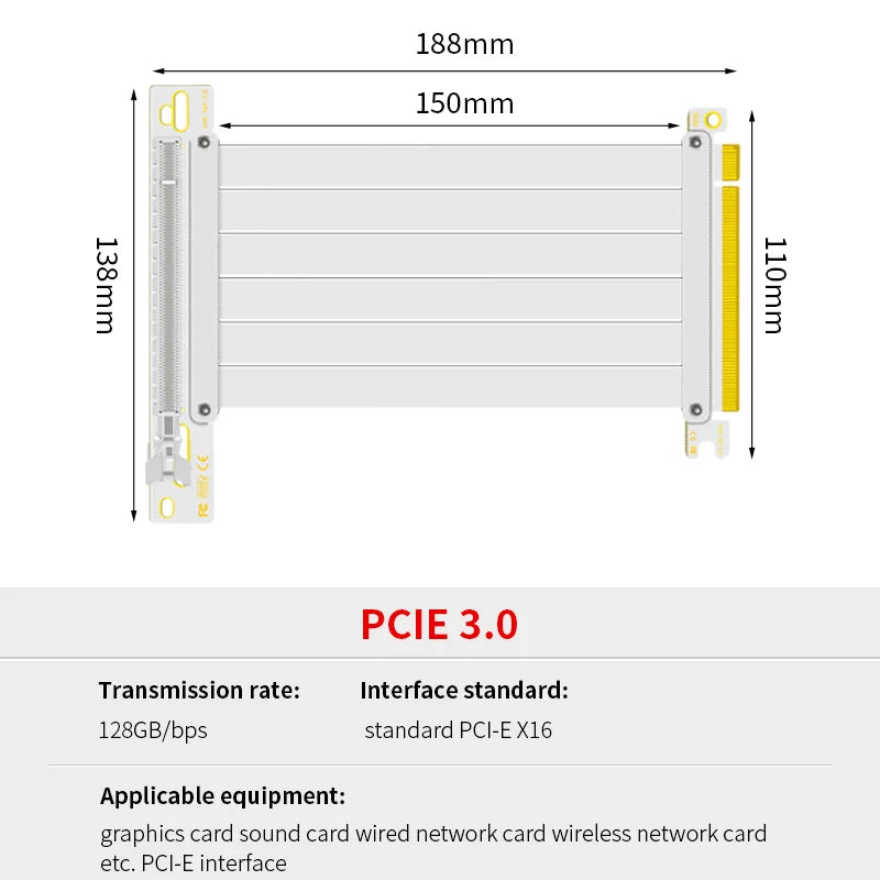 Teucer support de montage GPU Vertical support de carte graphique PC PCI-E 3.0/4.0x16 Anti-interférence Flexible 90 °   Câble d'extension