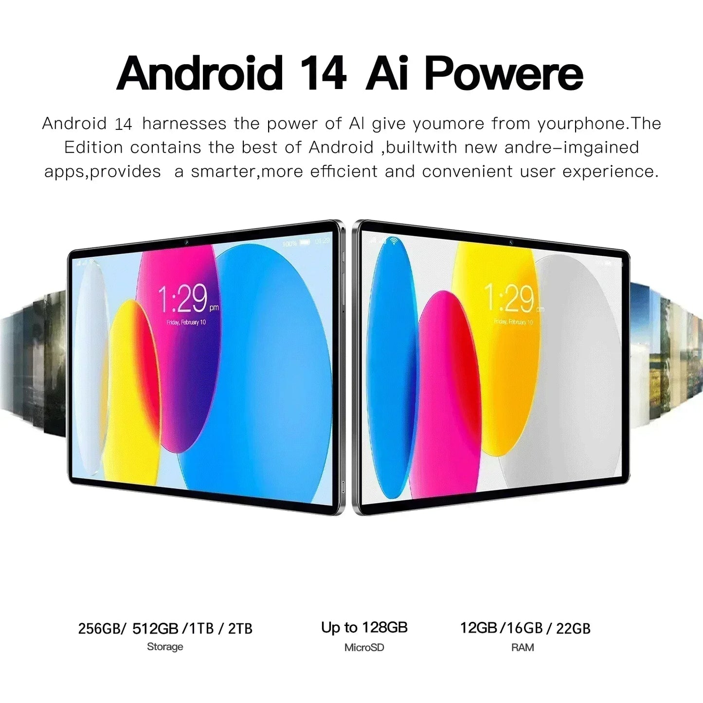 Tablette PC Android 16 2026 — 24 Go RAM, 2 To ROM, 20000 mAh, 5G, double SIM, WiFi, GPS, HD 4K, mini PC