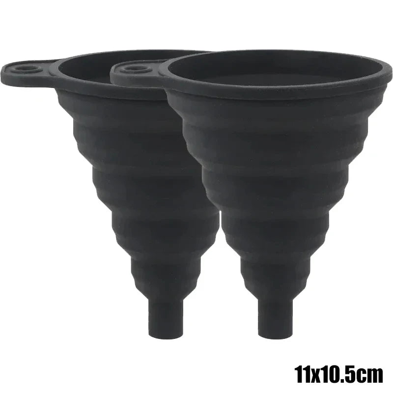 Embudo plegable de silicona para motor de coche, 2 piezas, líquido de lavado, cambio de líquido, portátil, cambio de
