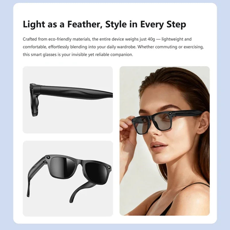 Lunettes intelligentes AI 8K HD photochromiques — Bluetooth, caméra, appel, musique, traducteur