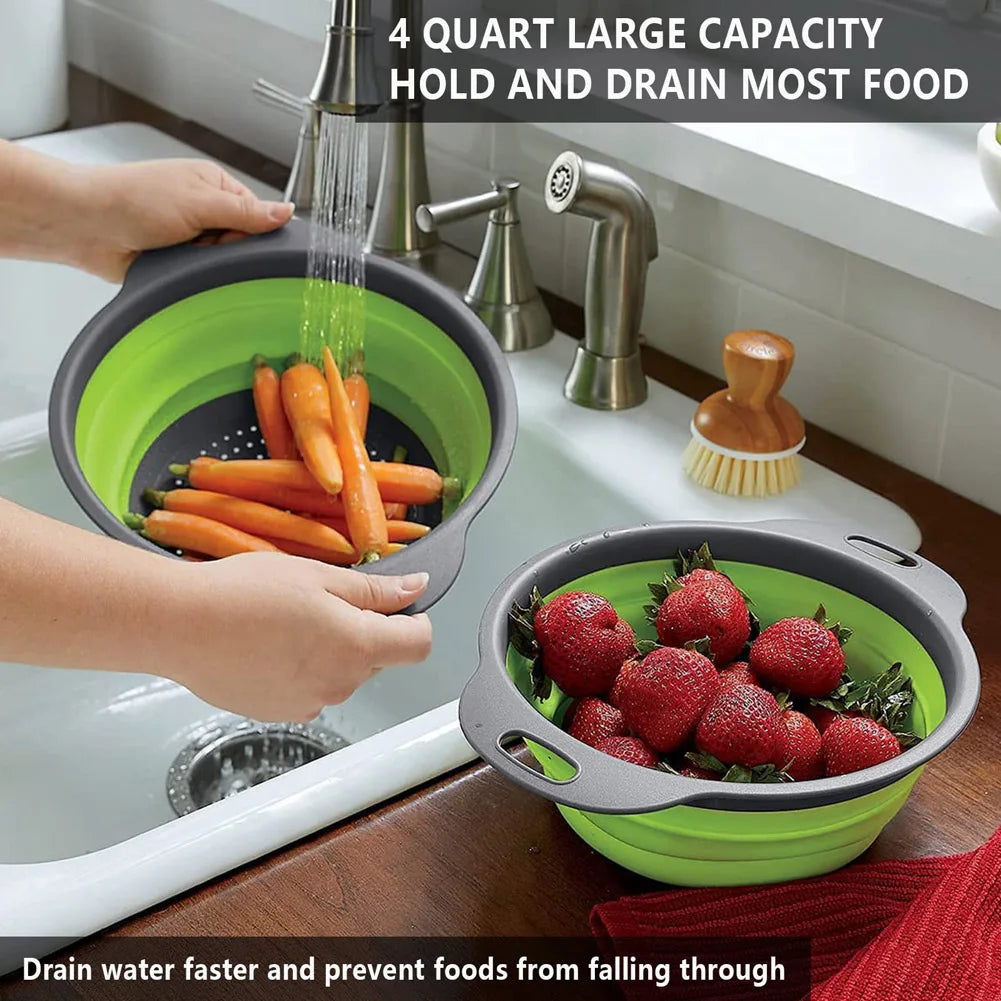 Panier de vidange pliant en Silicone, panier de lavage de fruits et légumes, passoire pliable, égouttoir pliable, outil de rangement de cuisine