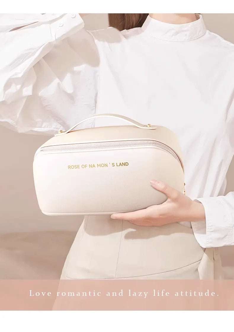HOMEFISH Luxury Makeup Organizer for Women, Toiletry Bag, Cosmetic Storage Bag, Travel Pouch, Zippered Makeup Case, Ladies Box