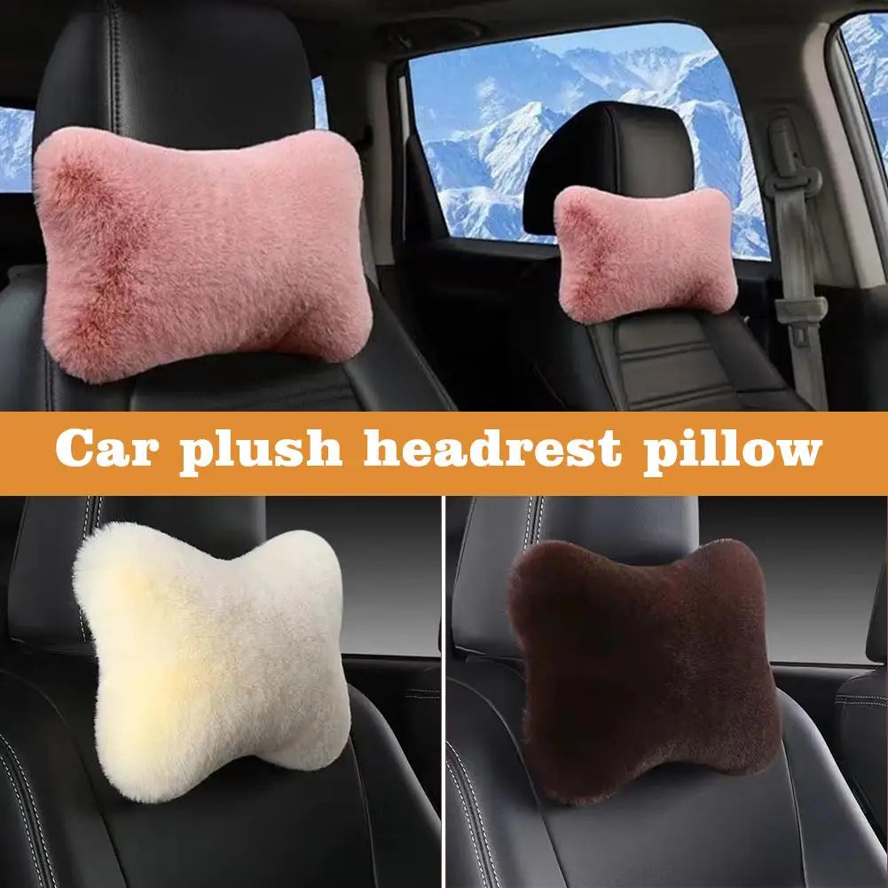 Plush Car Seat Neck Rest, 8 Colors Car Headrest, Plush Cushion, Warm and Comfortable, Waist Pillow Support Accessories, Winter
