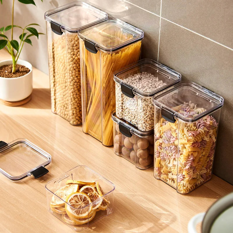 Household Seasoning Sealed Plastic Jars Set, Moisture-Proof Storage Box