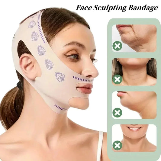 Adjustable V-face lifting mask, reusable and breathable facial shaping bandage for double chin reduction, tightening, gift, 1 piece