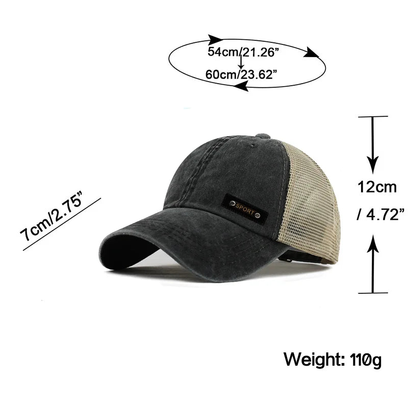 Brand Washed Cotton Mesh Cap for Men Women Gorras Snapback Baseball Caps Dad Hat Outdoor Cap