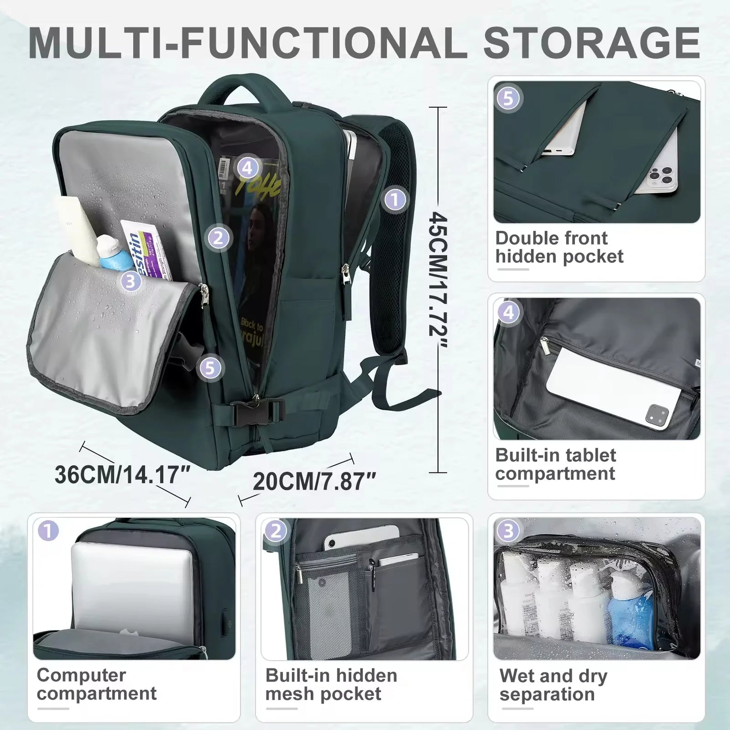 Easyjet-Cabin Bag for Men and Women, Travel Flight Backpack, Ryanair Carry-on Bag, Laptop Backpack, Cabin Size, 45x36x20, 40x20x25