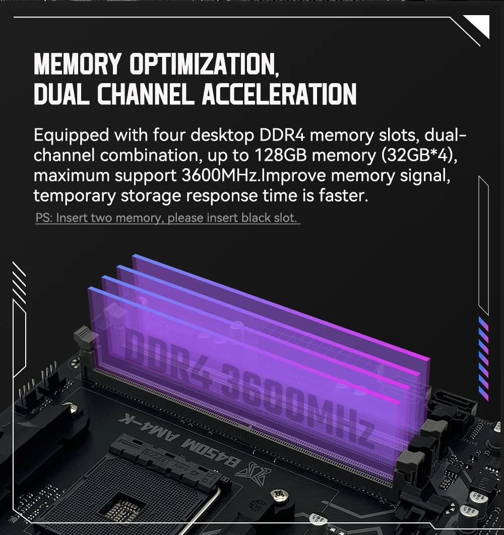La carte mère MACHINIST B450M-AM4-K ADM prend en charge la série AM4 (processeur Ryzen 1-5) RAM DDR4 double NVME M.2 avec interface HDMI VGA DP