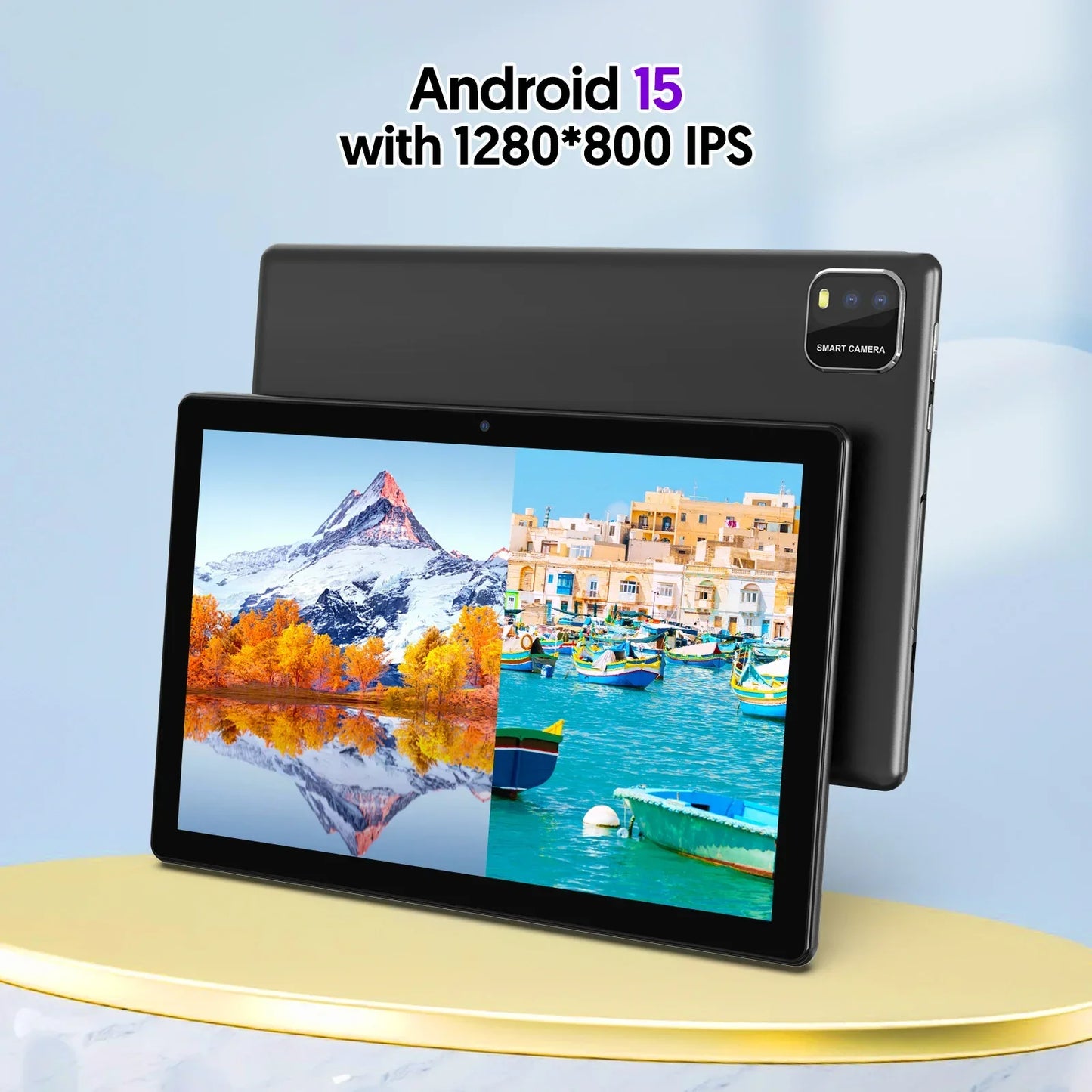 BAKEN Android Tablet 15 10 inch, Quad-Core Processor, 12GB (3+9 Extension) RAM + 64GB Storage, 5G WiFi, 1280*800 Dual Camera