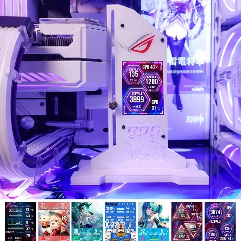 Support de carte vidéo graphique Support VGA avec écran LCD 2.4 pouces Support RGB CPU GPU RAM moniteur AIDA64 pour PC Gamer armoire bricolage