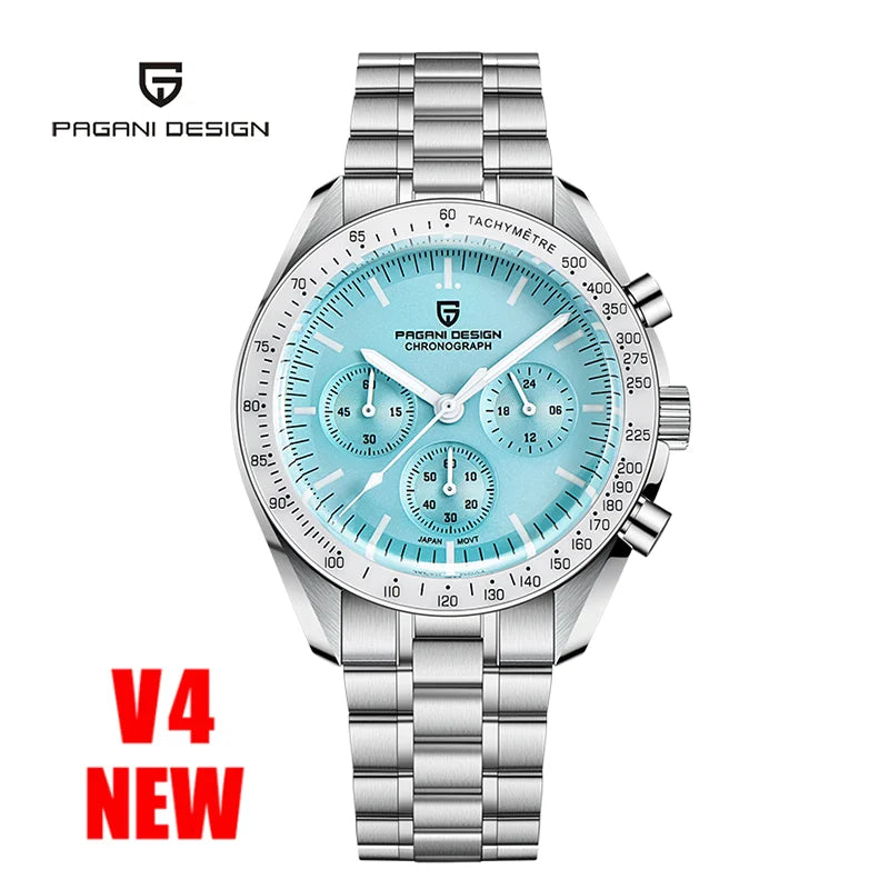 Montre à quartz de luxe pour hommes — chronographe VK63, miroir saphir AR, lumineuse, cadeau 2025