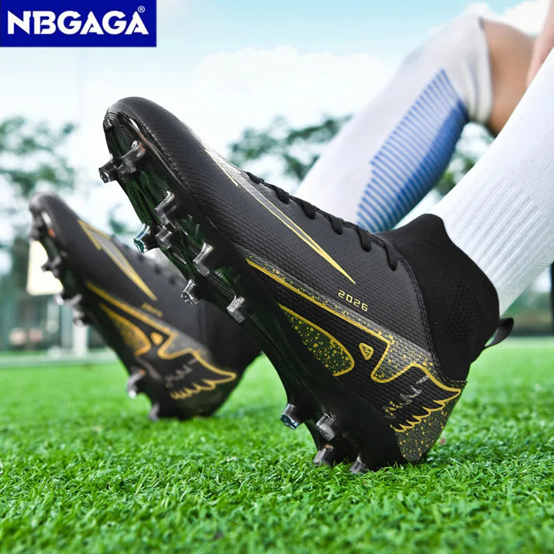 NBGAGA Chaussures de Football Unisexe Crampons Longs — Montantes, Légères, Terrain Extérieur EU 35–46
