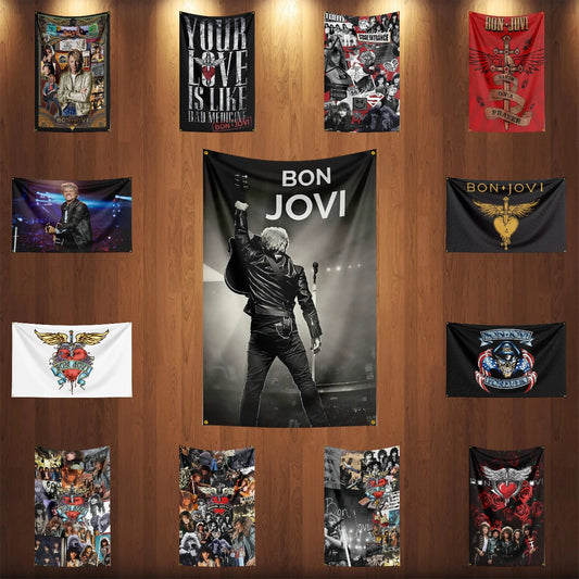 Bandera impresa digitalmente en poliéster, grupo de Rock pesado b-bons-joviss, 3x5 pies, para dormitorio, arte de pared, tapiz de puerta exterior, decoración