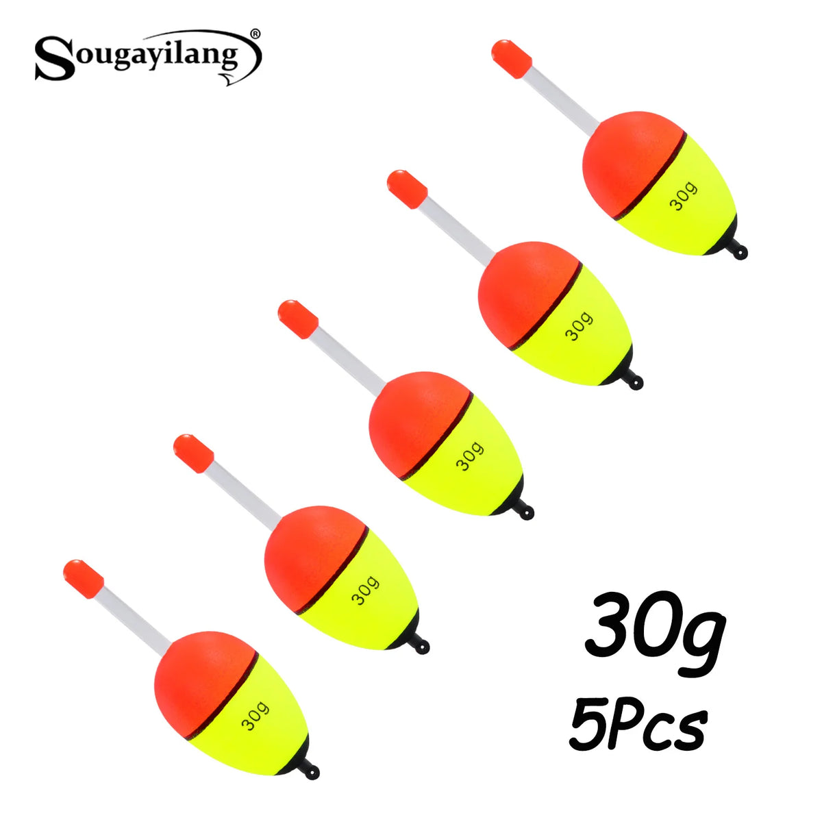 Sougayilang 5 pièces bouée de pêche veilleuse avec haute visibilité EVA Double ruban grande boule de ventre pour la pêche de nuit et longue portée