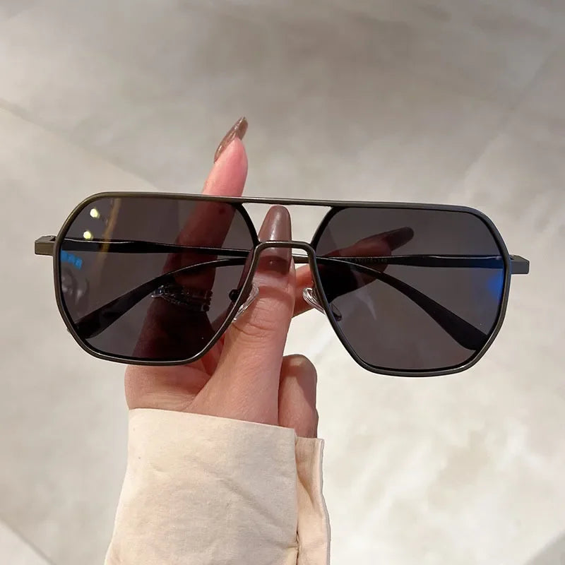 Lunettes de Soleil Dégradées pour Homme, Grande Monture, Pilote, Design, Anti-ZE, Zones Me UV400