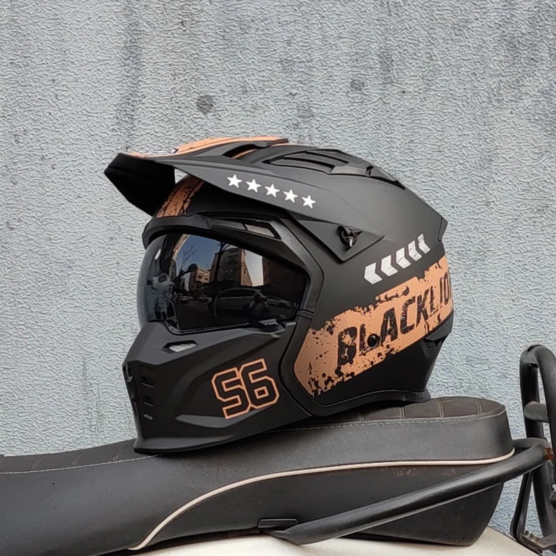 Casque Moto Vintage Demi-Casque Style Guerrier — Cruising Noir Homme Femme