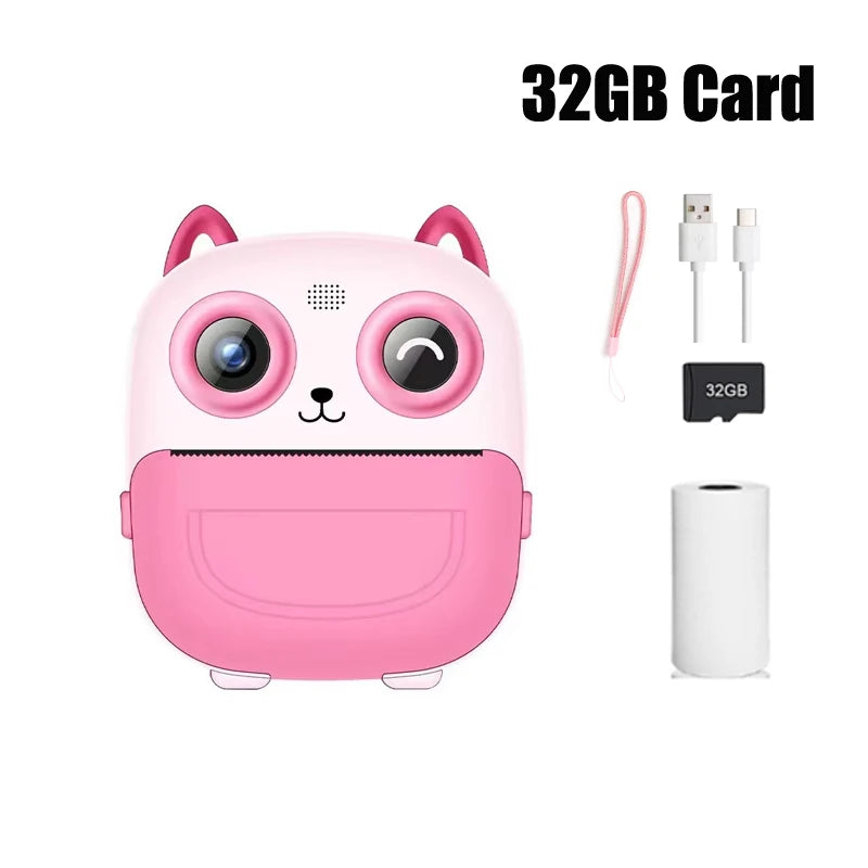 Nouvelle caméra pour enfants abeille caméra instantanée 1080P HD double objectif Selfie appareil photo numérique impression pour filles garçons cadeaux d'anniversaire de noël jouets