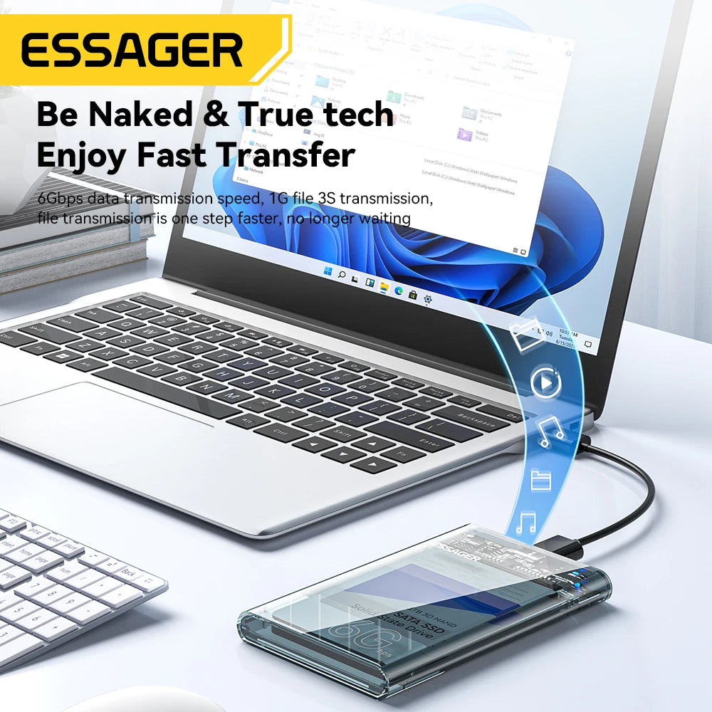 Essager 2.5 pouces SATA boîte USB 3.0 HDD boîtier étuis de disque dur mobiles pour SSD 2.5 pouces SATA boîtier de stockage boîtier de disque dur