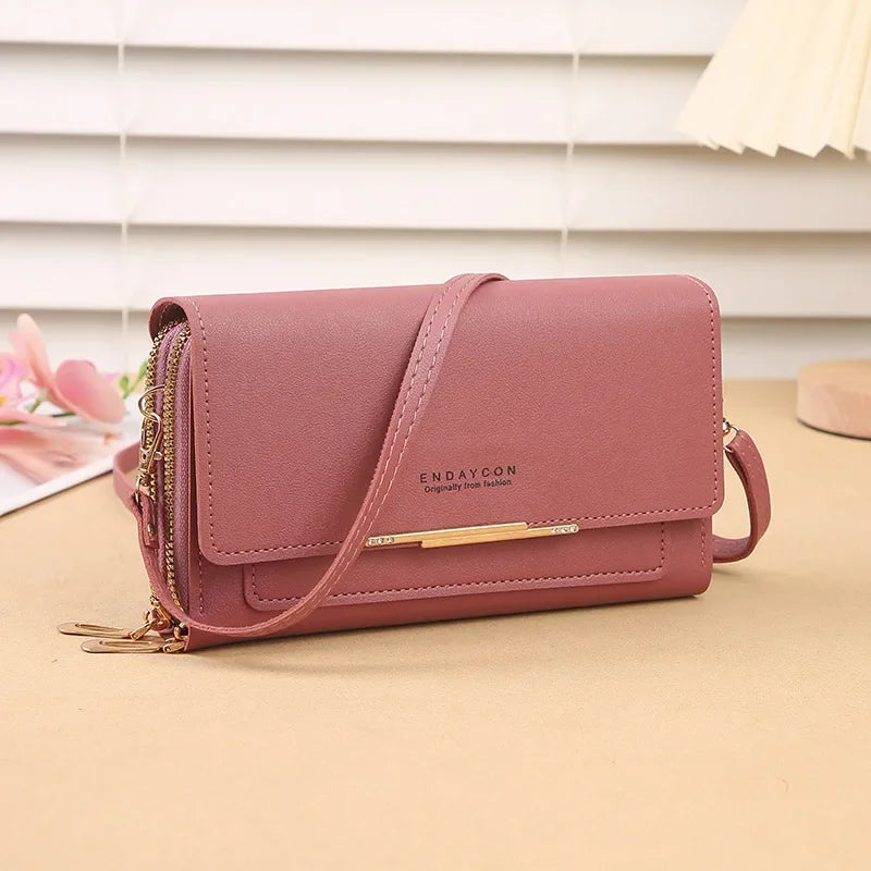 Sac Portefeuille Coréen Femme — Pochette Bandoulière Convertible Multifonction