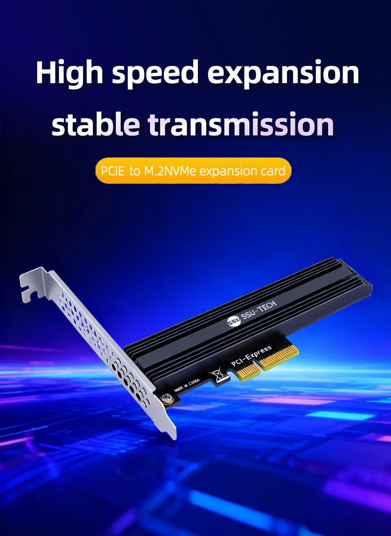 PC de bureau SSU M.2 NVMe SSD vers carte adaptateur PCIe 4.0 64Gbps m-key PCIe 4.0 X4 compatible avec PCI-E 4.0/3.0