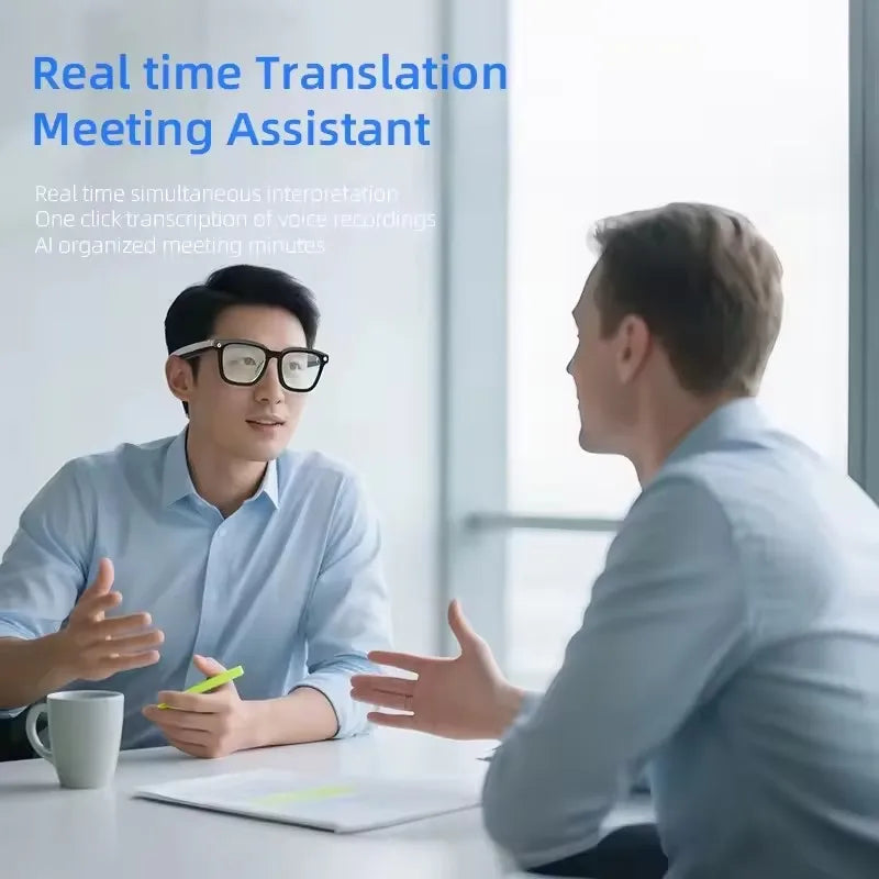Lunettes intelligentes IA 2026 — traduction IA, caméra HD 8MP, vidéo 4K, appel Bluetooth, enregistrement, musique