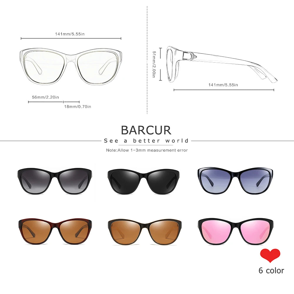 Lunettes de soleil femme TR90 — dégradé, UV400, œil de chat, polarisées