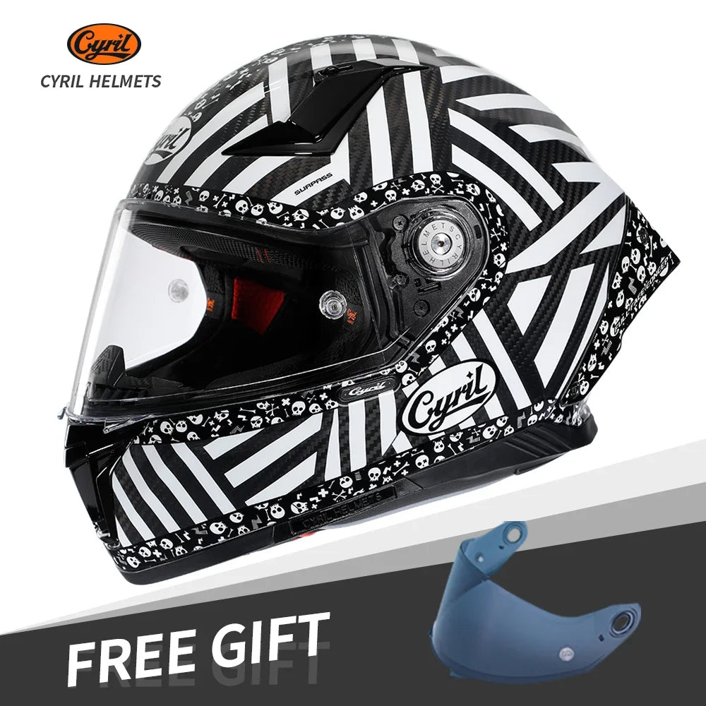 Casque Moto Intégral Fibre Carbone Kevlar — Léger Course DOT ECE Unisexe