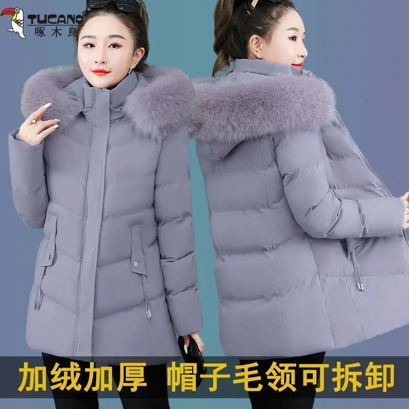 Veste à capuche en coton Smile pour femme, manteau d'optique, parkas chaudes en fourrure, coupe-vent, super chaud, vêtements pour femmes, hiver