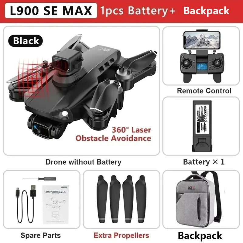 L900 Pro SE MAX 4K GPS Drone, Professional HD 5G WIFI 360° Dual Camera Brushless Motor Obstacle Avoidance RC FPV Quadcopter Drone