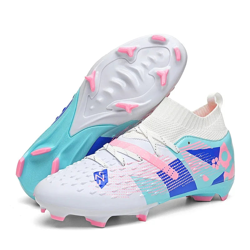 qztzx Chaussures de Football FG & Futsal Homme Cuir Verni Montantes — Ultra-légères, Professionnel EU 32–48