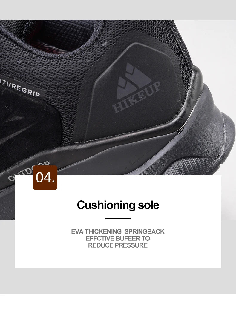HIKEUP chaussures de randonnée pour hommes Sports de plein air Camping chasse marche chaussure daim cuir véritable respirant Sneaker antidérapant
