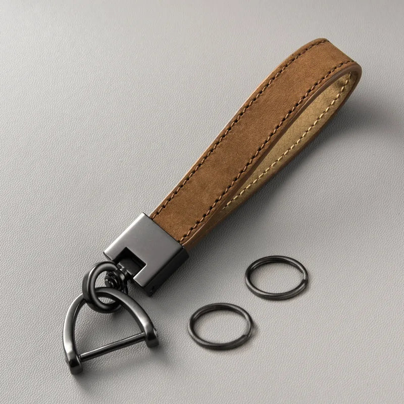 Porte-clés pour hommes et femmes, pendentifs de clé de voiture en cuir de vache avec couche supérieure, porte-clés en cuir véritable, cadeaux d'affaires