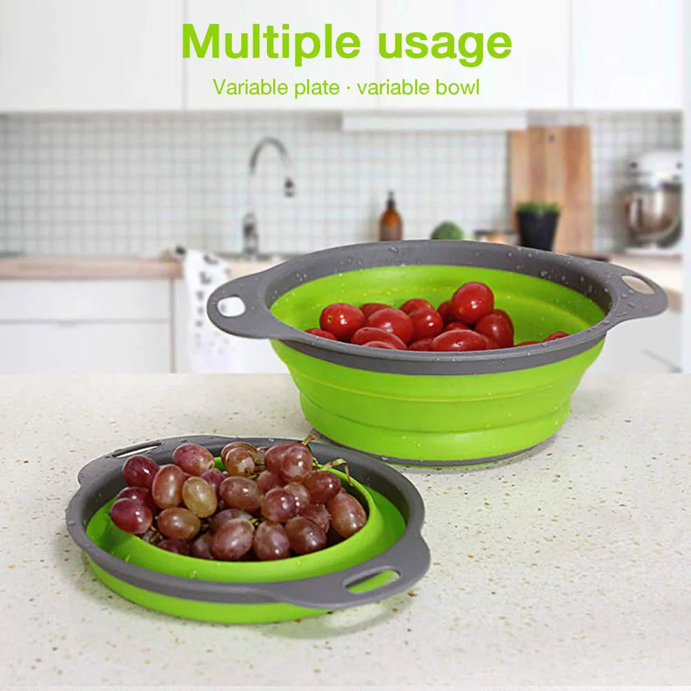 Panier de vidange pliant en Silicone, panier de lavage de fruits et légumes, passoire pliable, égouttoir pliable, outil de rangement de cuisine