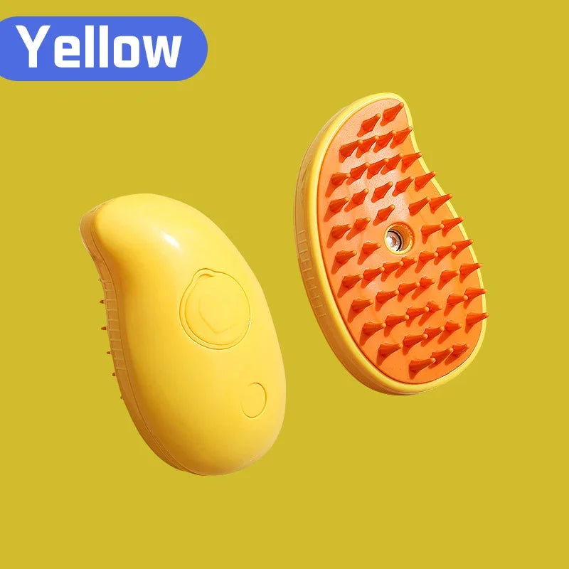 Brosse de Énergie à Vapeur 3 en 1 pour Chat et Chien, Peigne Pliable et Rotatif à un Bouton, Idéal pour le Bain et l'Épilation des Poils