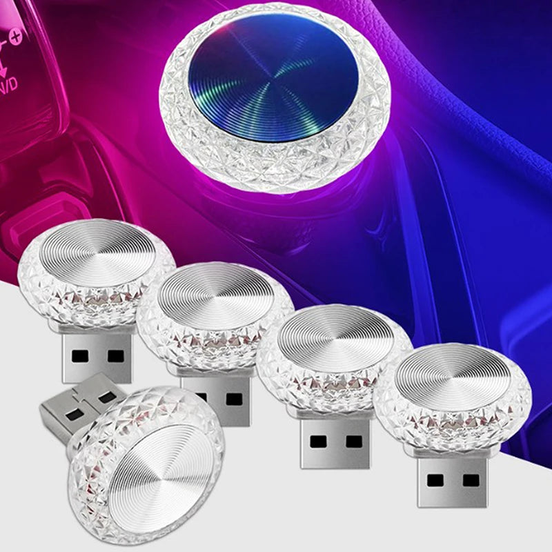 Mini luz ambiental LED USB portátil para coche, luces ambientales decorativas para interior de automóvil, luz ambiental, luz de ordenador, Plug Play