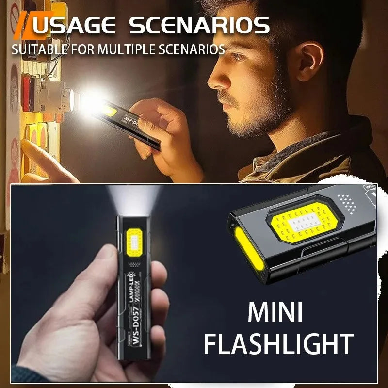 Lampe de travail tactique portable, outil EDC, mini lampe torche LED, outil de camping et de randonnée en plein air, lampe torche molle, rechargeable par USB