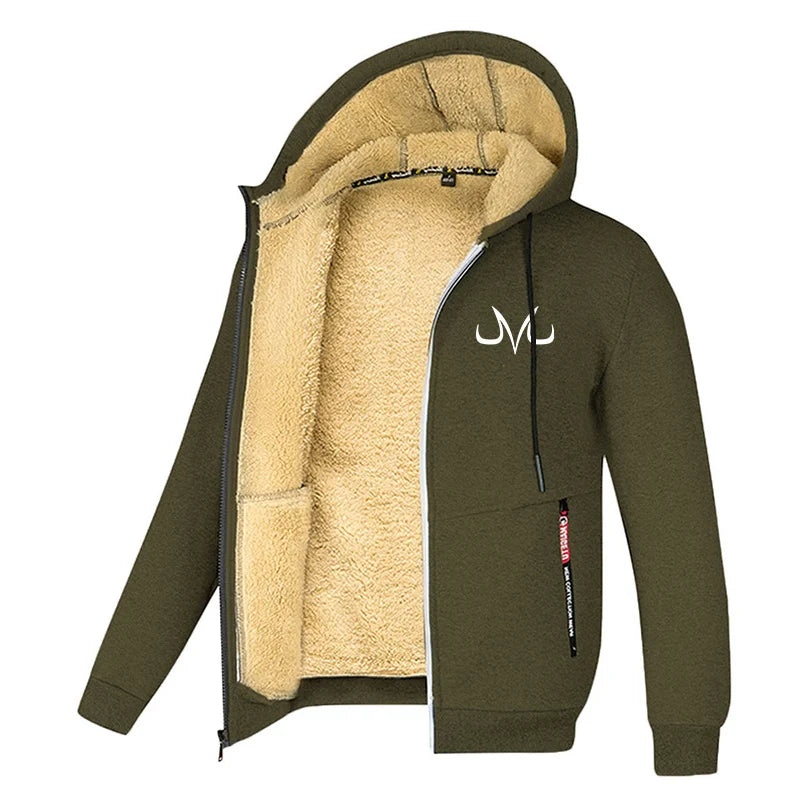 Chaquetas para hombre estampadas con forro polar sherpa, abrigos cálidos de invierno de felpa con bolsillos con cremallera, sudadera con capucha y cremallera, conjuntos para exteriores